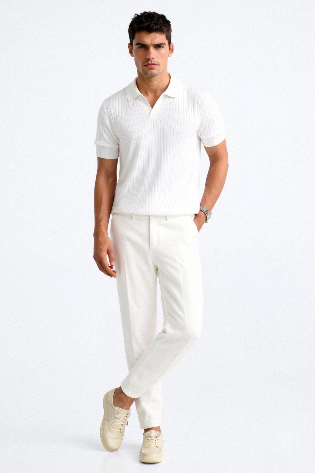 Guy | Men's Ribbed Short Sleeve Polo Shirt