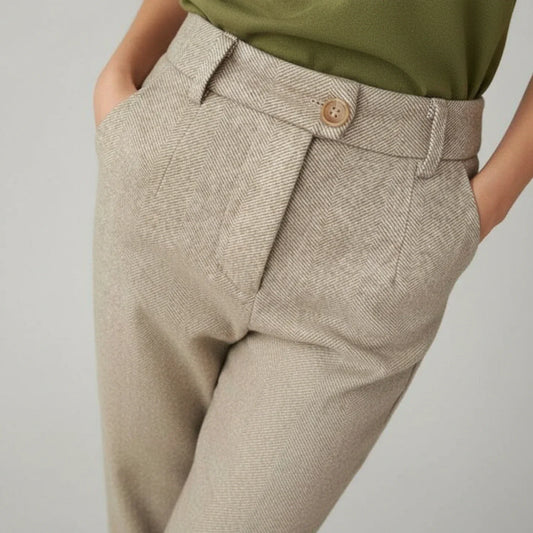 Herringbone Straight Leg Dress Pants for Men