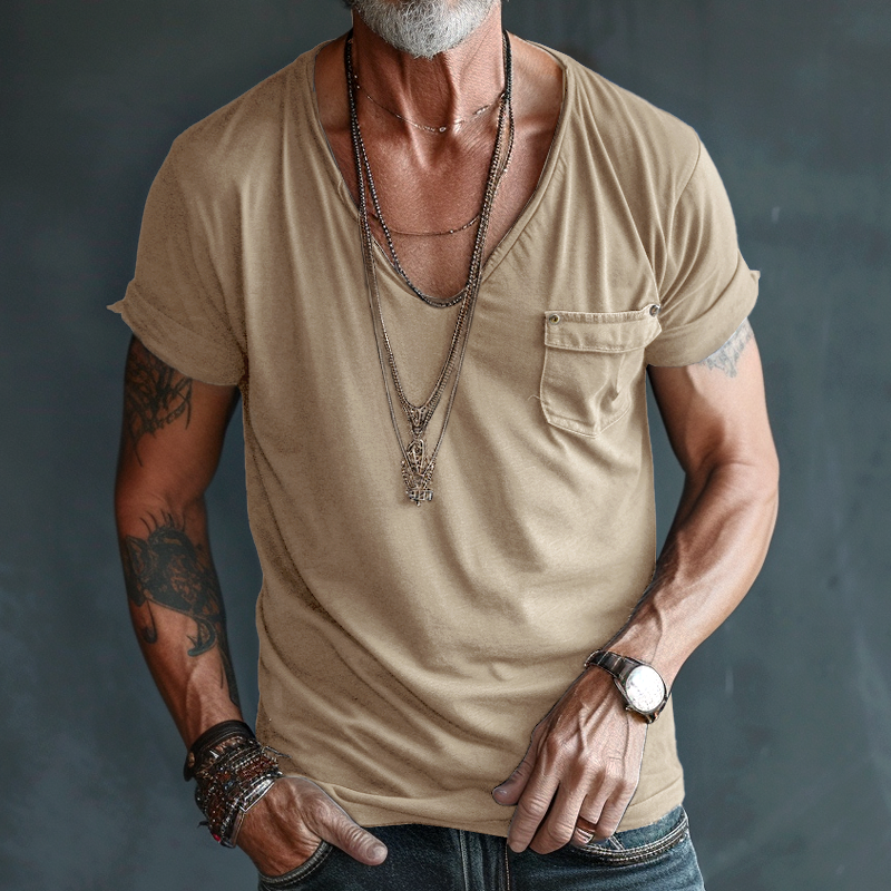 Jeffrey | Men's V-Neck Pocket T-Shirt