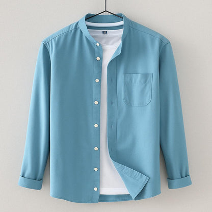 Mathew | Men's Long Sleeve Band Collar Button-Down Shirt