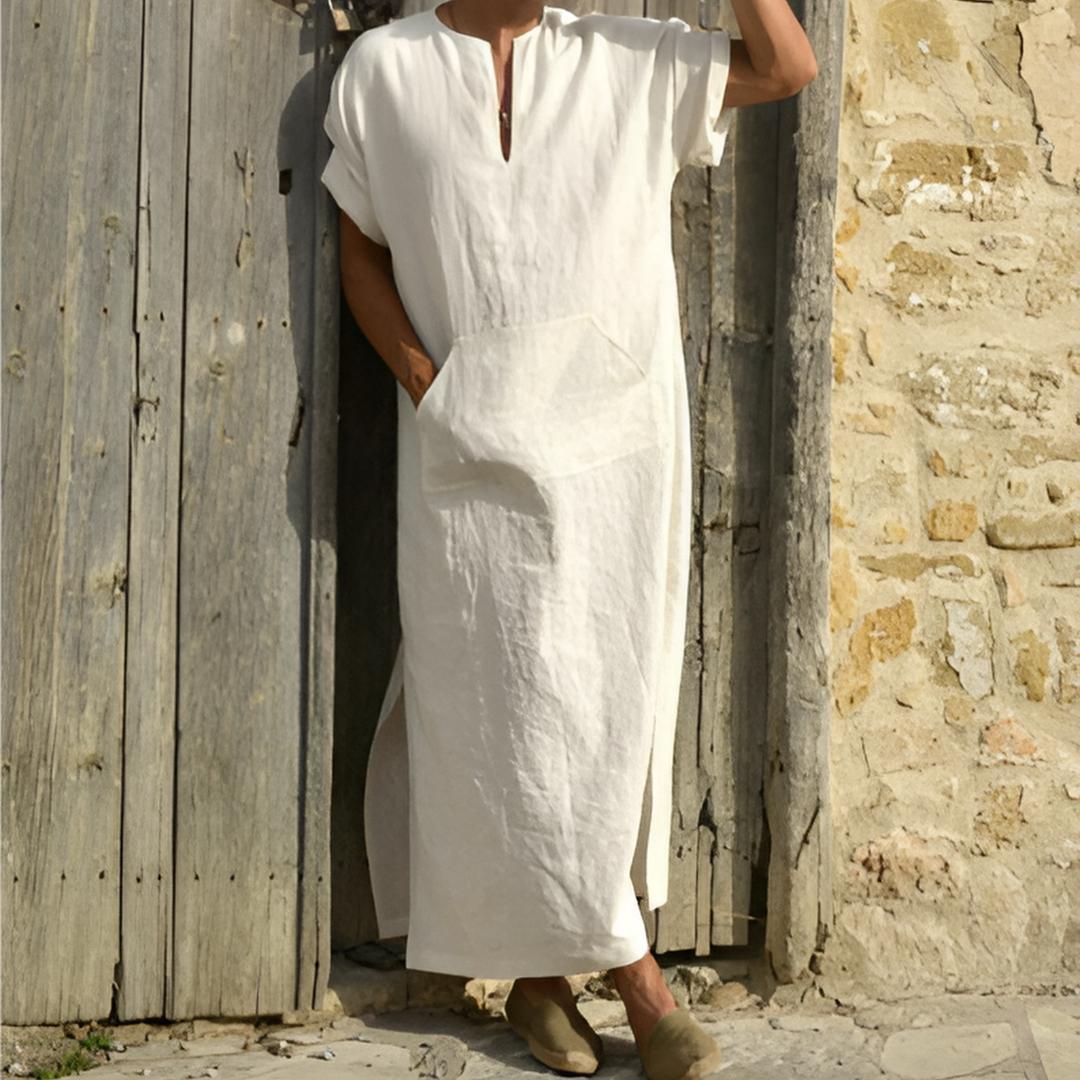 Max | Men's V-Neck Side Slit Long Shirt