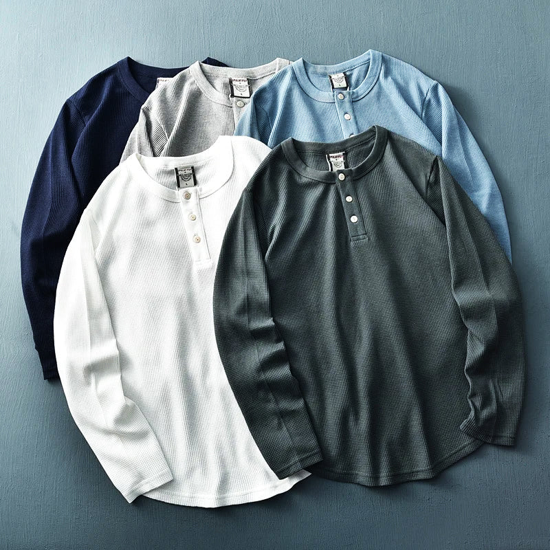 Nathan | Men's Long Sleeve Henley T-Shirt