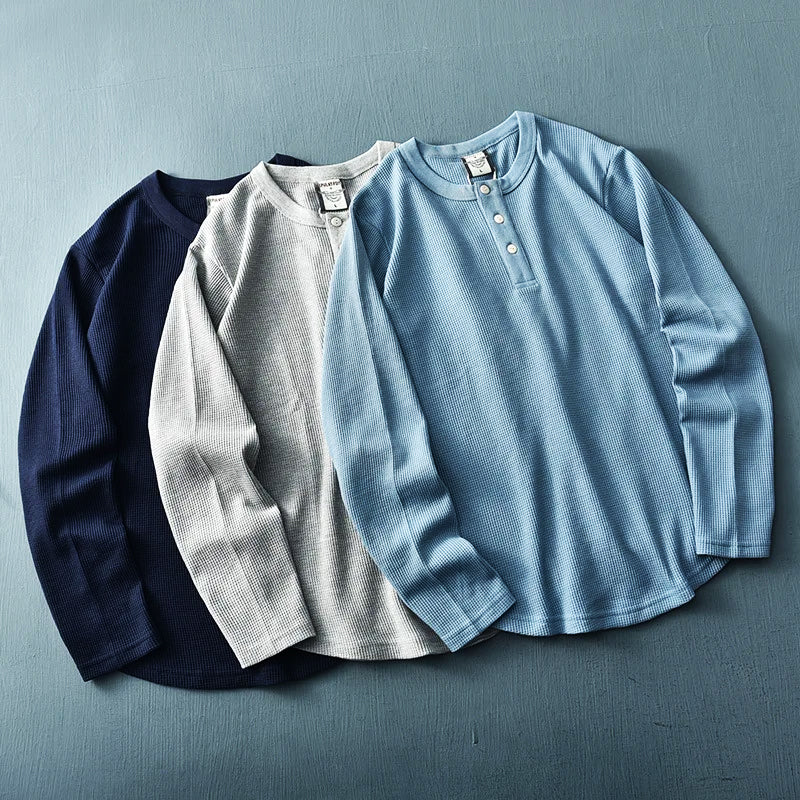 Nathan | Men's Long Sleeve Henley T-Shirt