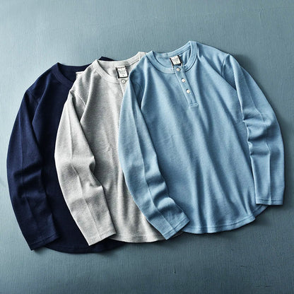 Nathan | Men's Long Sleeve Henley T-Shirt