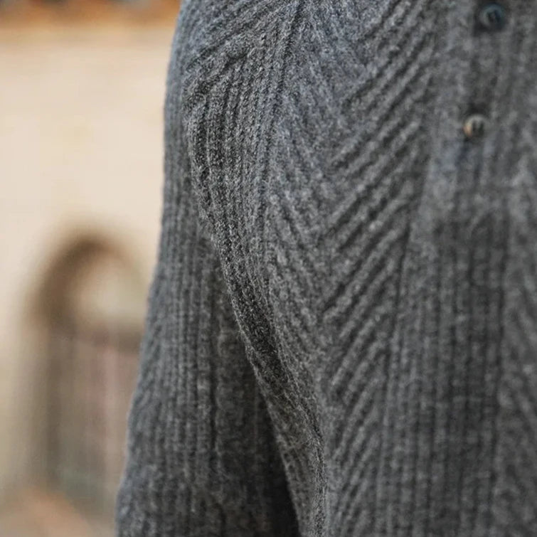 Paul | Men's Long Sleeve Textured Zip Polo Shirt