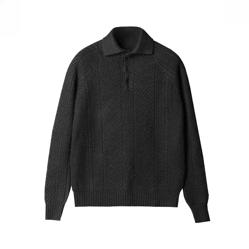 Paul | Men's Long Sleeve Textured Zip Polo Shirt