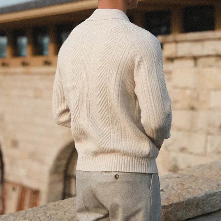 Paul | Men's Long Sleeve Textured Zip Polo Shirt