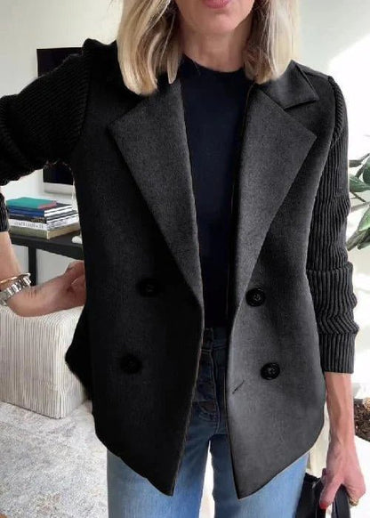 Women's Plus Size Blazer Double Breasted Ribbed Sleeves Pink