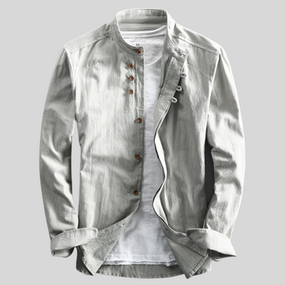 Rudy | Men's Long Sleeve Band Collar Casual Button-Down Shirt