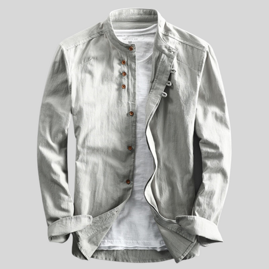 Rudy | Men's Long Sleeve Band Collar Casual Button-Down Shirt
